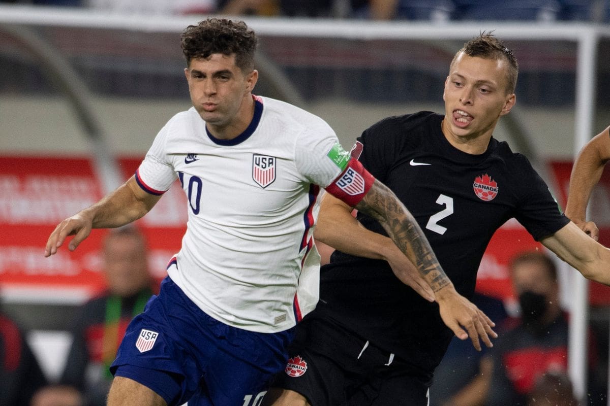 Christian Pulisic battles for ball against Canada. Credit:George Walker IV / The Tennessean via Imagn Content Services, LLC