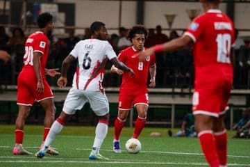 9/4/2025 Franklin Essed Stadium, Paramaribo, Suriname Dhoraso Klas trying to play the ball. Mandatory Credit FEPAFUT
