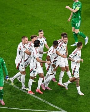 9/6/2025 Aviva Stadium, Dublin, Ireland Hungarian National Team celebrates their first goal Mandatory Credit UEFA.com