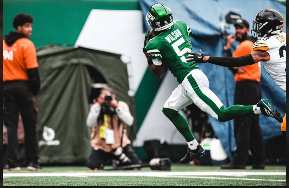 9/7/2025 MetLife Stadium, East Rutherford, NJ Garrett Wilson Touchdown Catch Mandatory Credit New York Jets