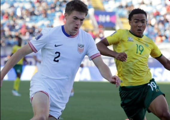 Reed Baker-Whiting performing against South Africa. Mandatory Credit: American Soccer Now