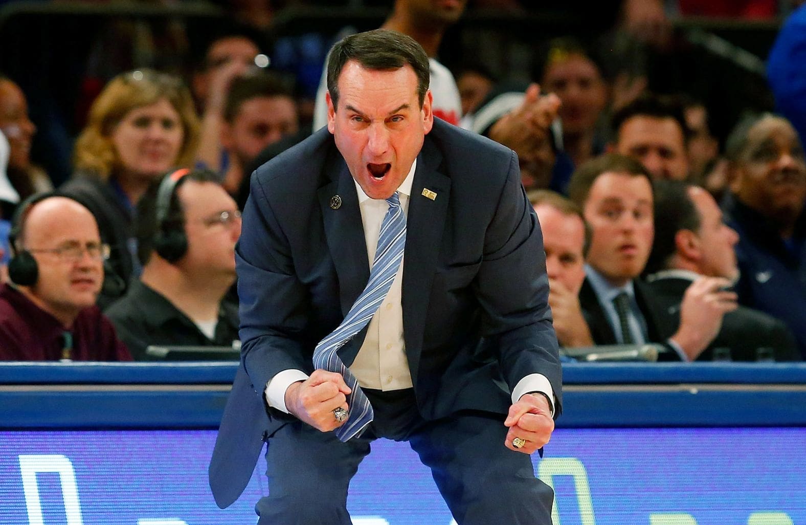 Mike Krzyzewski coaching Duke Blue Devils during his legendary tenure before returning to West Point for Veterans Day ceremony