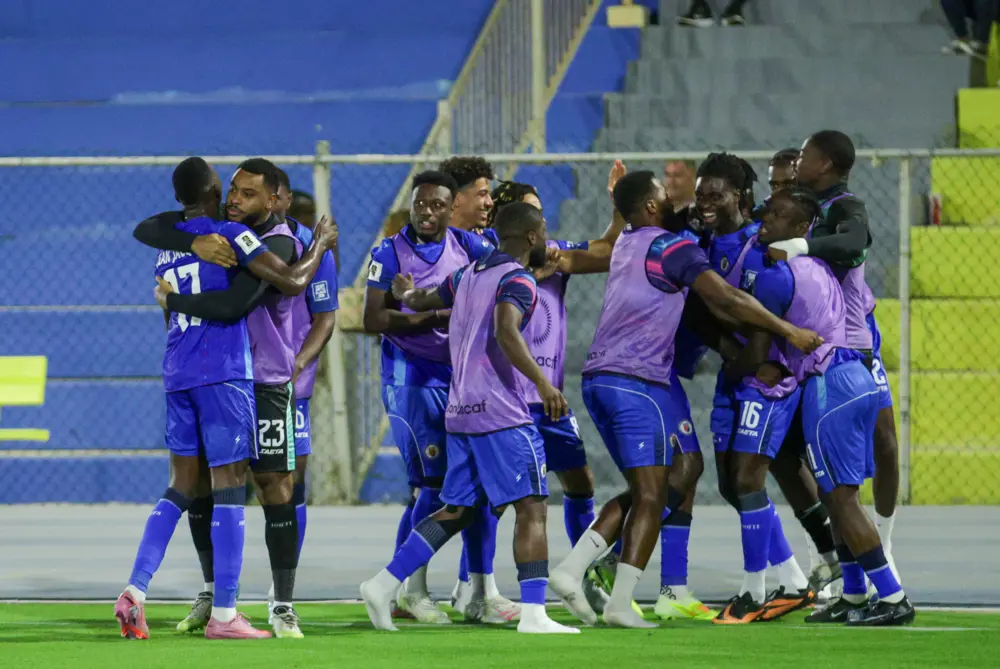 11/13/2025 Ergilio Hato Stadium, Willemstad, Curacao, Haitian National Team celebrates. Mandatory Credit: CONCACAF.com
