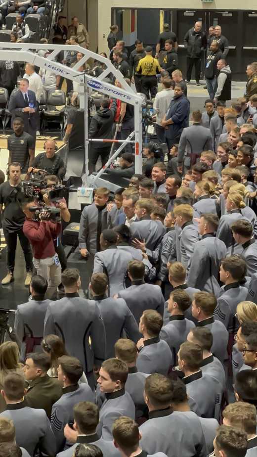 Part 2 Coach K former Head Coach of Army West Point and Duke speaks with the cadets after his pre-game speech. Mandatory Credit: Bad Dawg Sports/JJ Pavlick