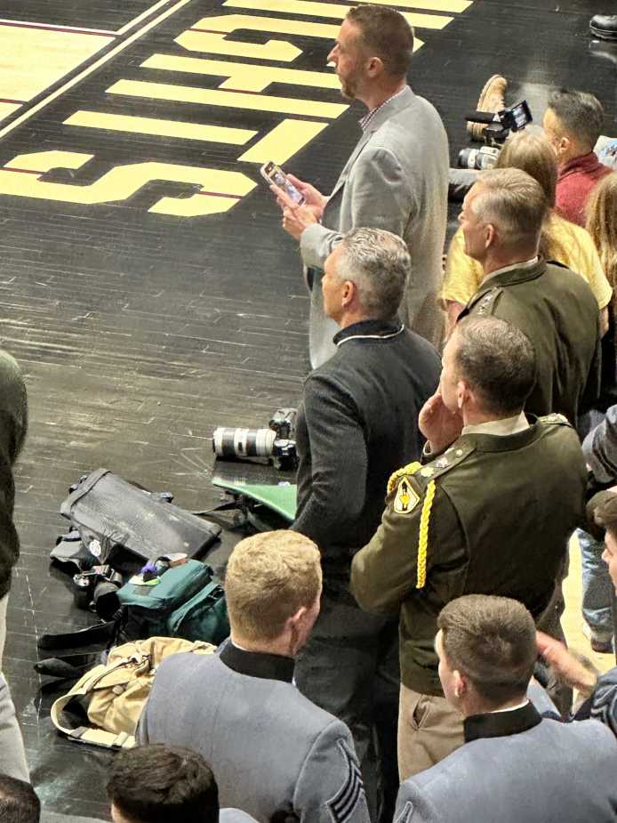Army West Point Head Football Coach Jeff Monken watching the game.