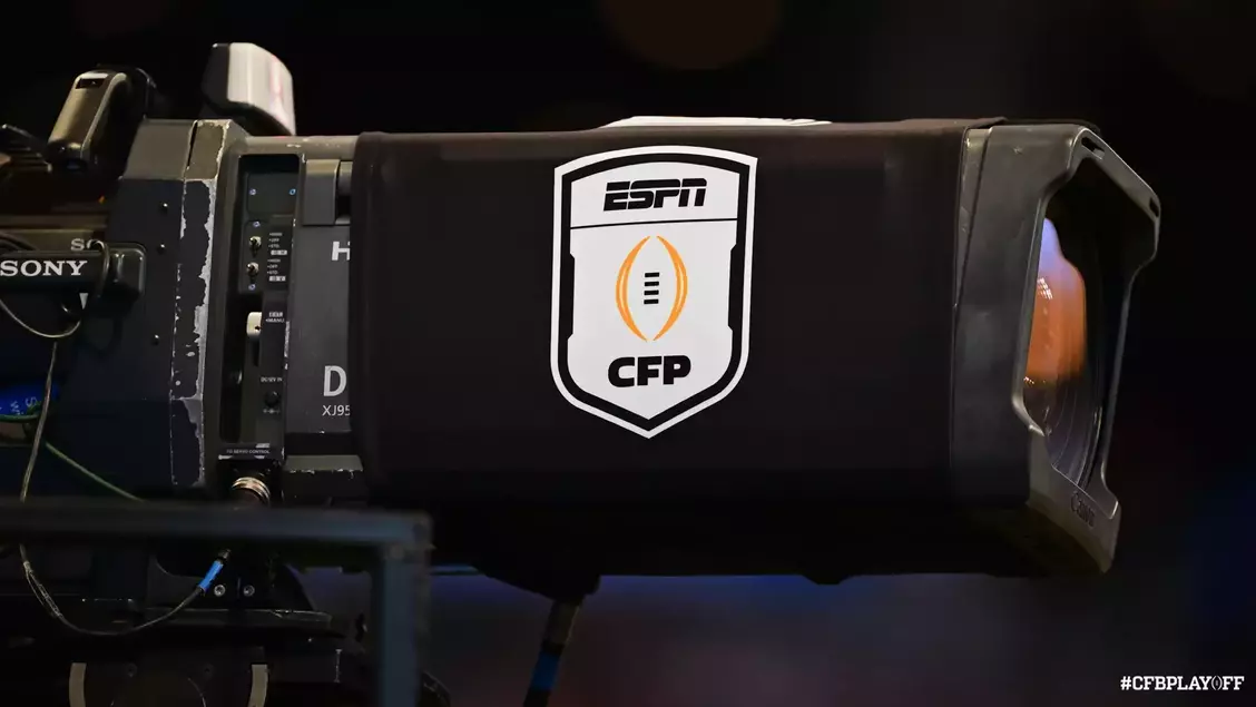 College Football Playoff logo and ESPN logo displayed together, representing the partnership between the CFP and ESPN for broadcast rights and media coverage of the college football postseason.