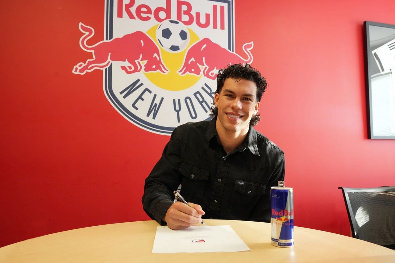 12/17/2025 Red Bulls Training facility, Whippany, NJ., Cade Cowell Signs a one year loan agreement, Mandatory Credit: New York Red Bulls