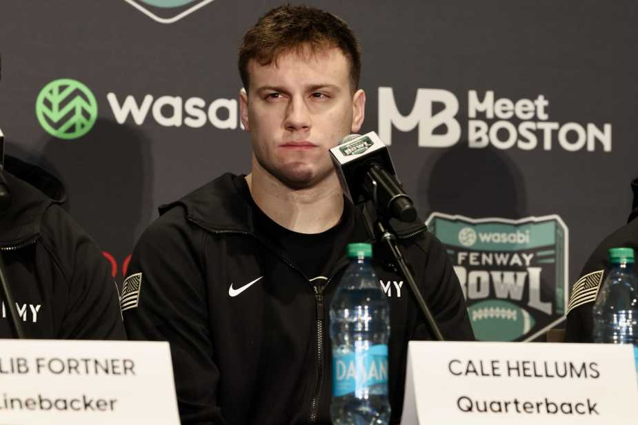 Army quarterback Cale Hellums attends Wasabi Fenway Bowl Media Day.
