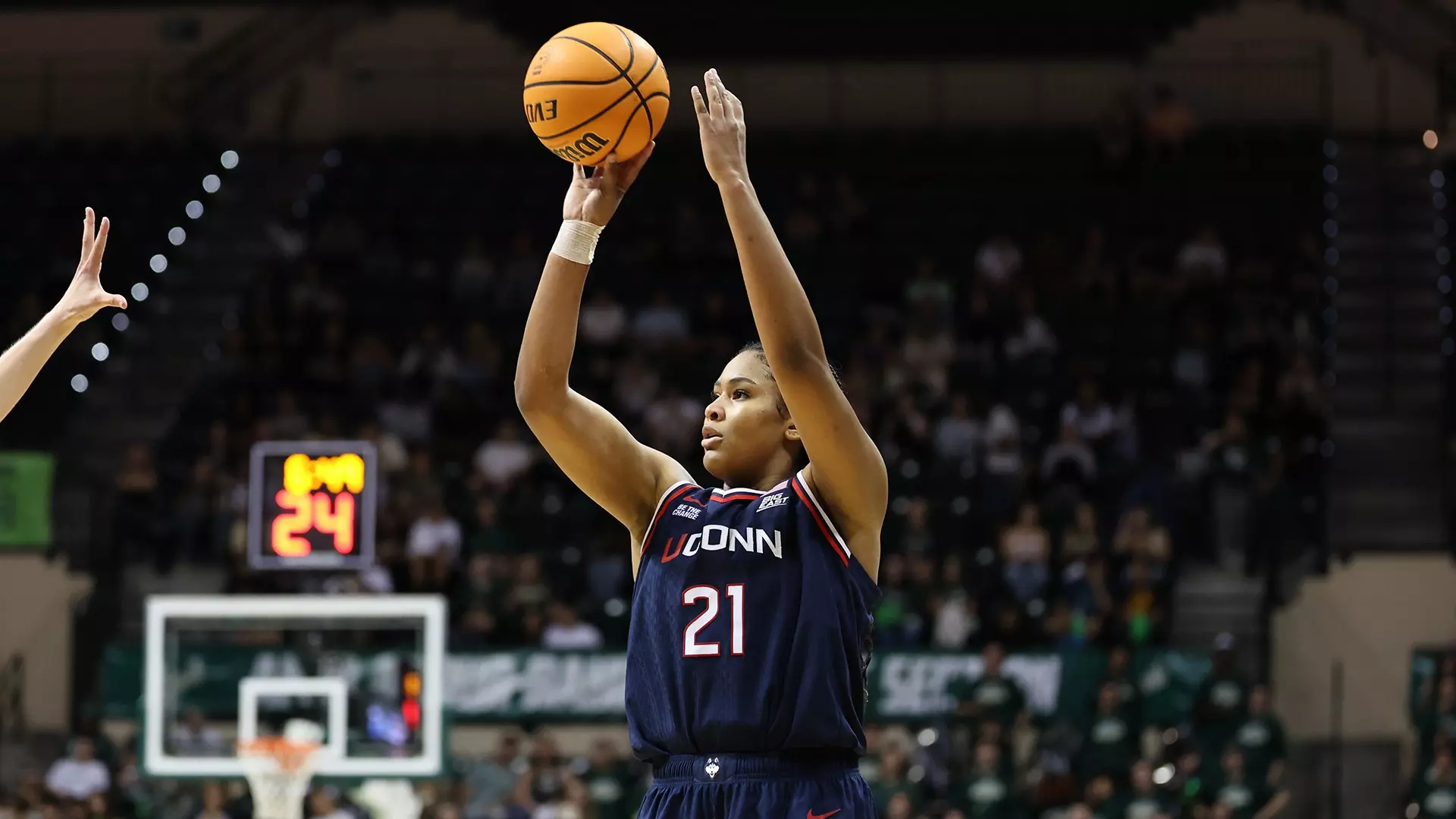 UConn Huskies forward Sarah Strong drives to the basket against South Florida defender during the first half at Yuengling Center on December 2, 2025.