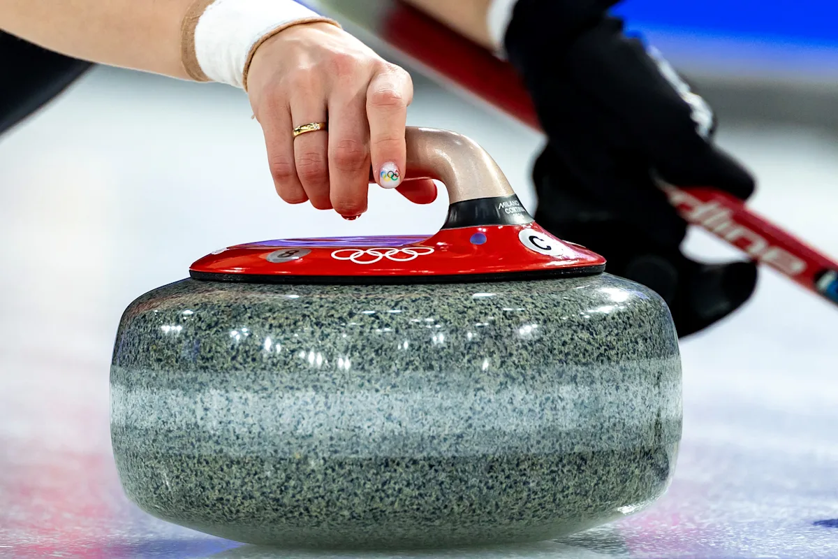 2026 Milan/Cortina Curling Stone. Mandatory credit: Yahoo Sports Through Getty Images