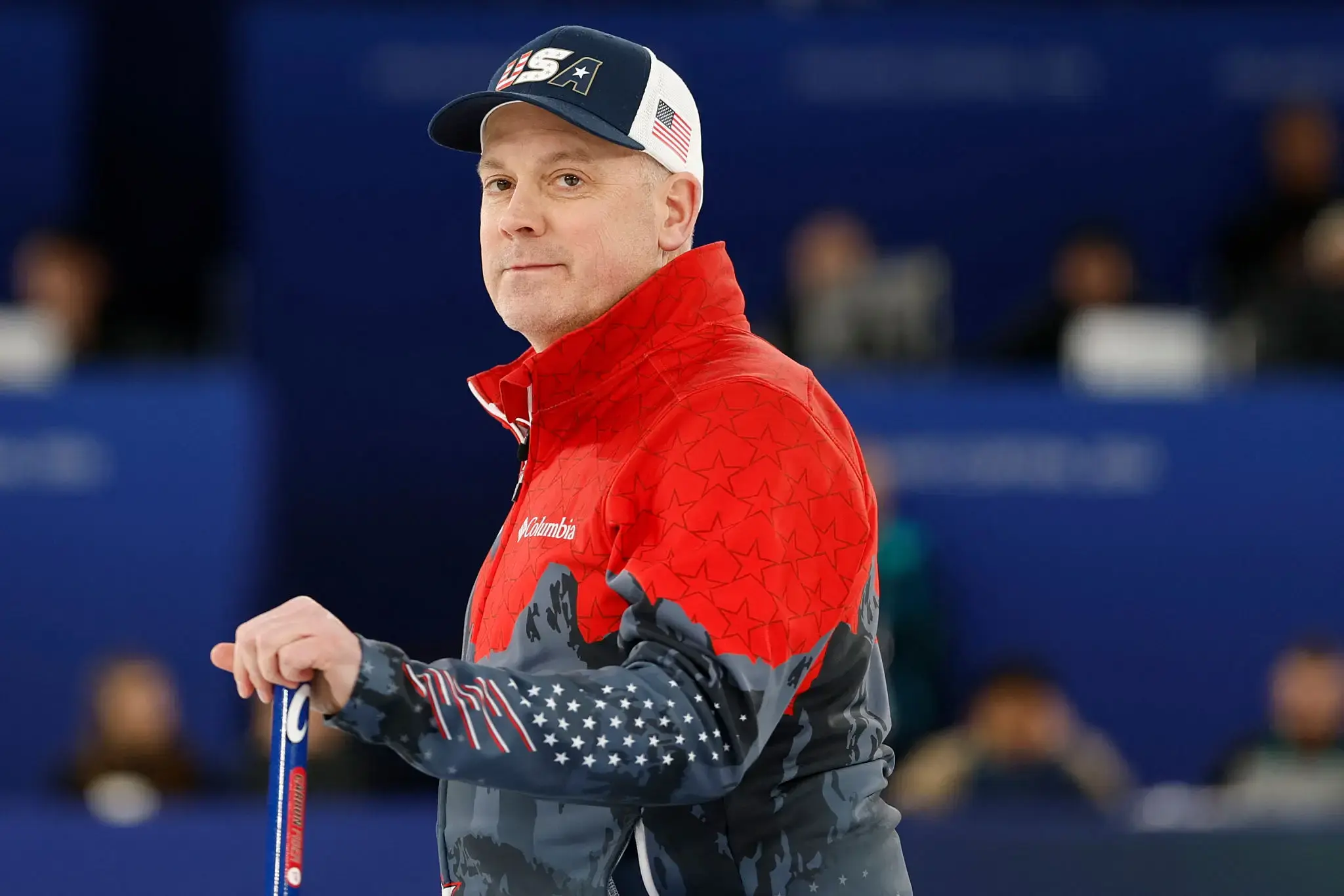 2/12/2026 Olympic Curling House, Cortina Bay, Italy, Rich Ruohonen subs in for his first curling match. Mandatory credit: Barstool Sports Through Getty Images