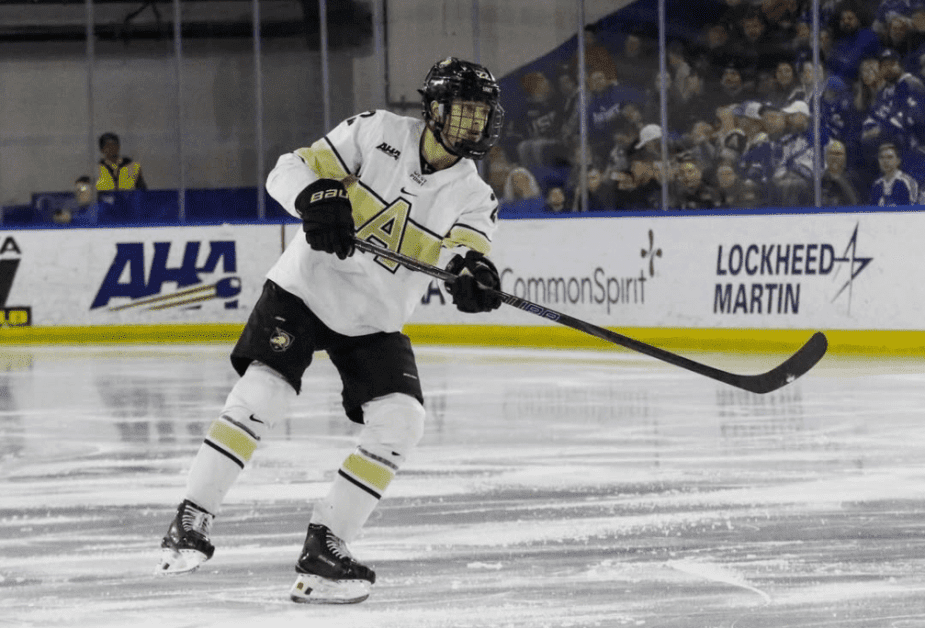 Jude Brower playing against Air Force. 2/20/26 Photo Credit: Army Athletics