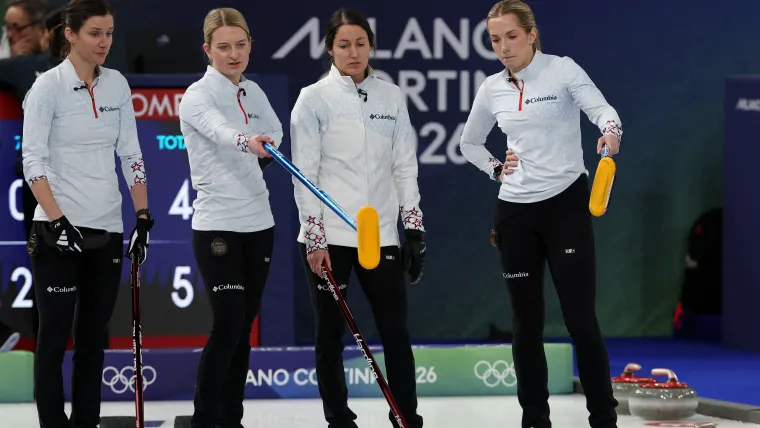 2/20/2026 Olympic Curling Arena, Cortina Bay, Italy., USA Women's Curling Team against Switzerland. Mandatory credit: The Sporting News Through Getty Images.