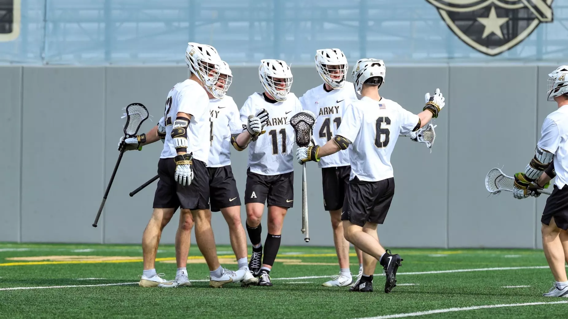 Army West Point players celebrate a goal during a 12–6 win over Yale at Michie Stadium in West Point, N.Y. Mandatory Credit: Army West Point Athletics.