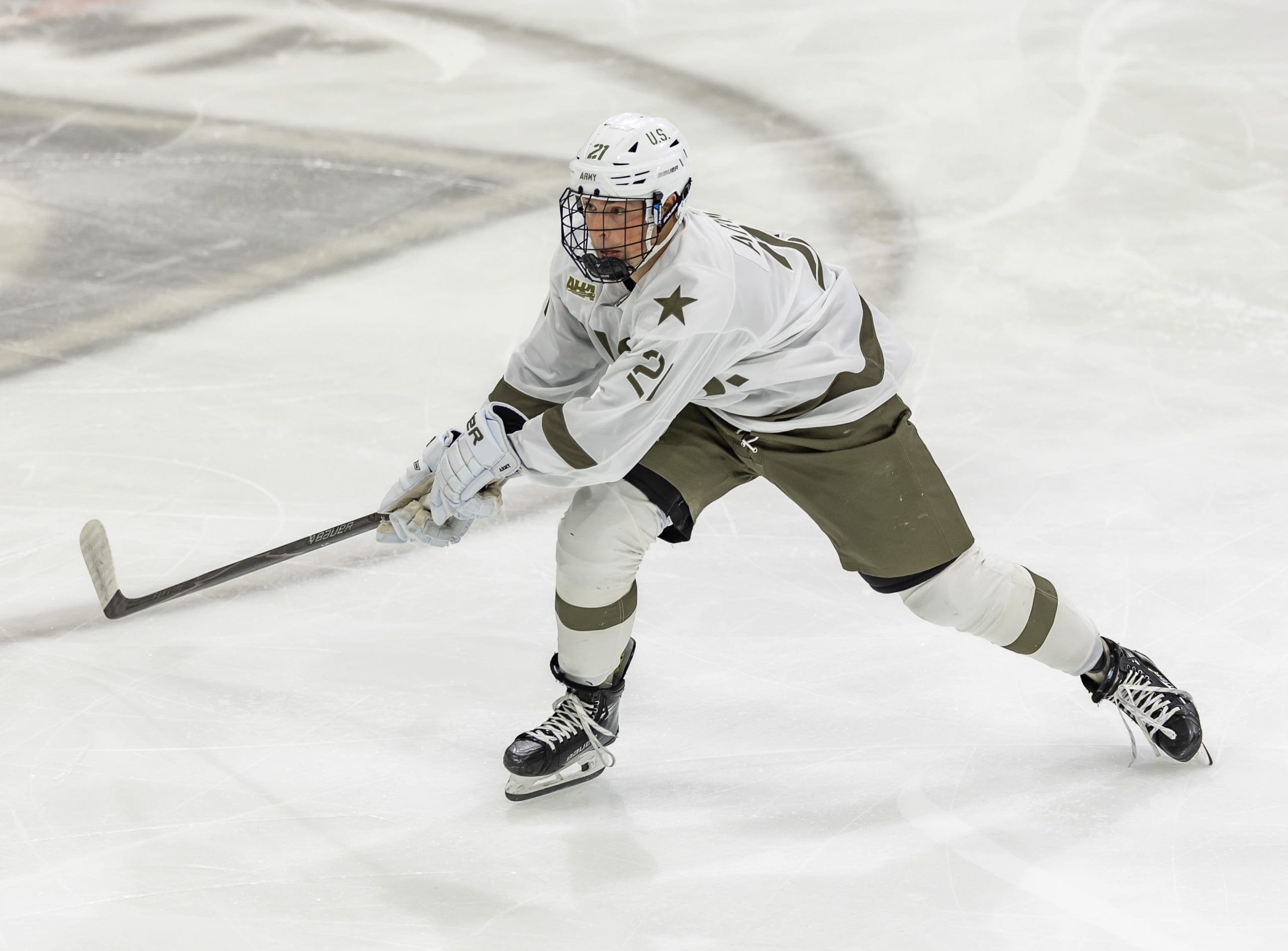 Senior Stephen Willey skating against Sacred Heart on senior day at Tate Rink, February 28th, 2026; Photo Credit: Army Athletics