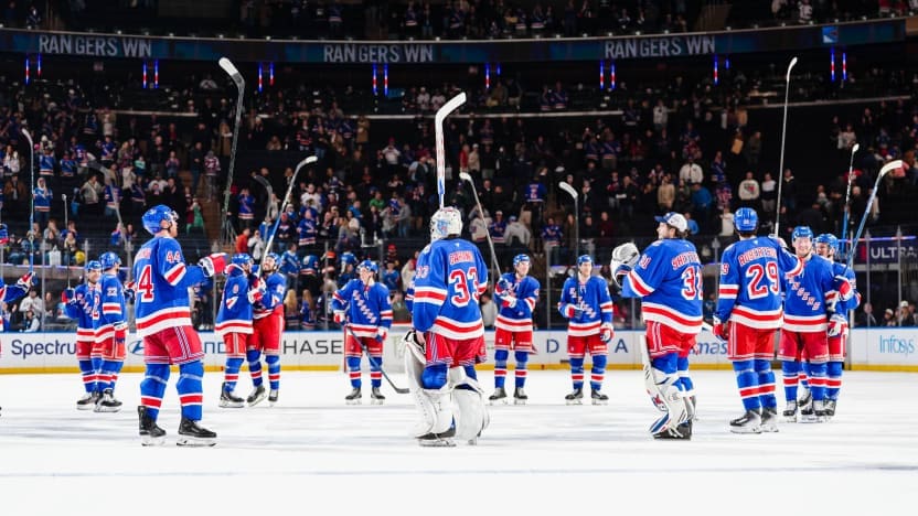 3/27/2026 Madison Square Garden, New York, NY., Rangers win the game celebrate with their fans. Mandatory Credit: New York Rangers