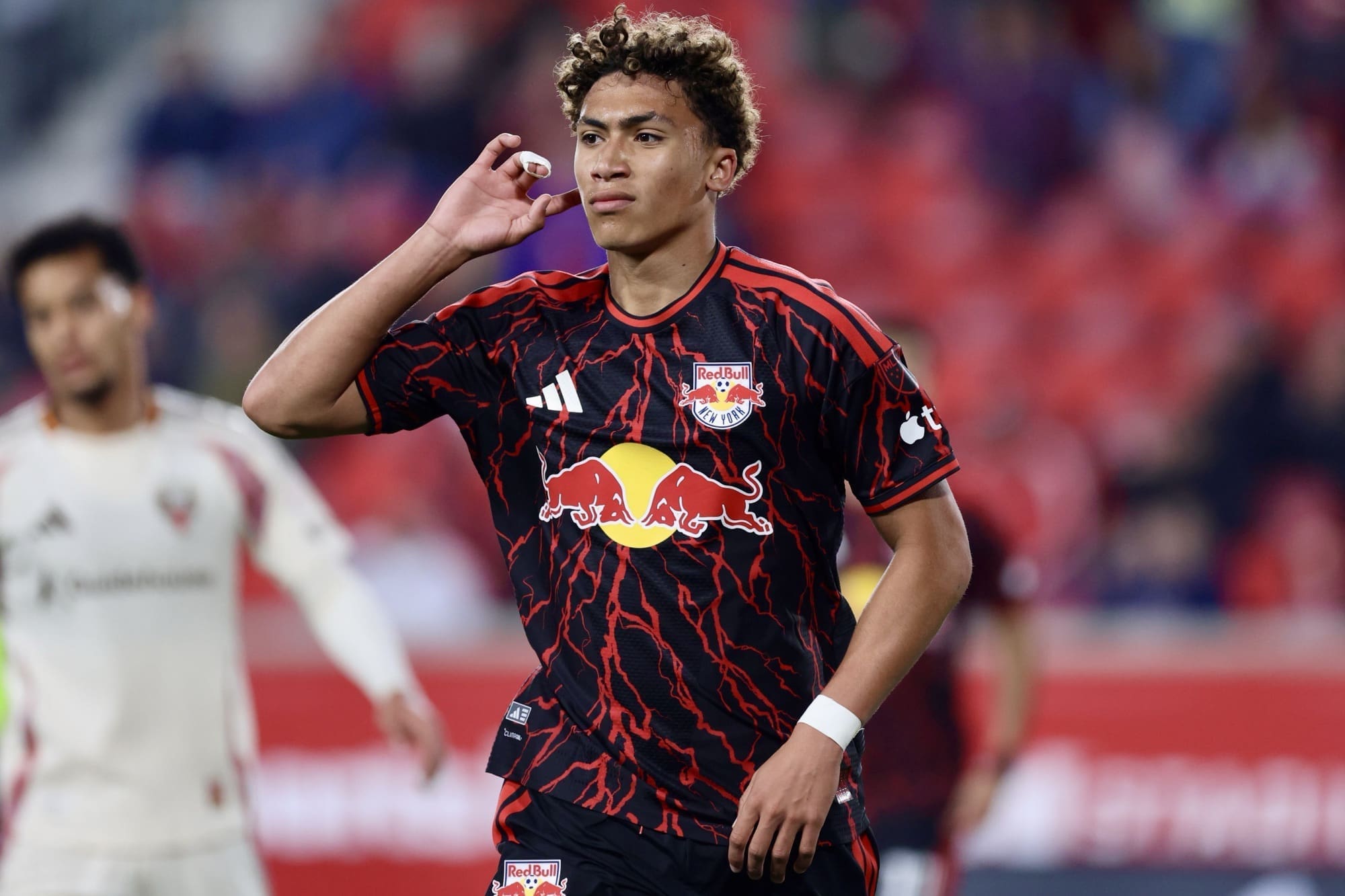 Julian Hall is celebrating a goal