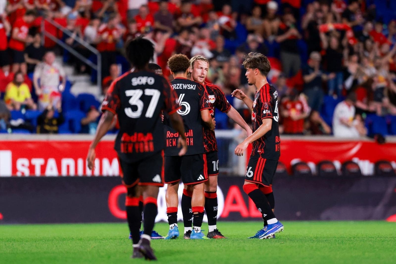 Emil Forsberg Celebrates a goal for Red bull