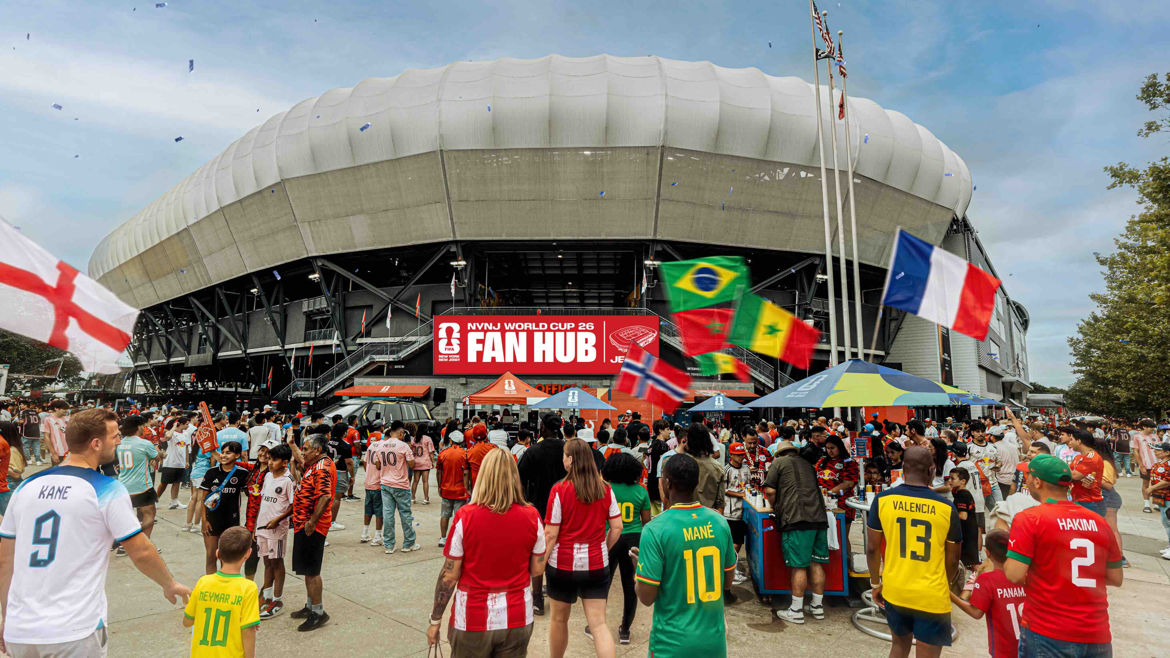 Outside Sports Illustrated Stadium for World cup Party