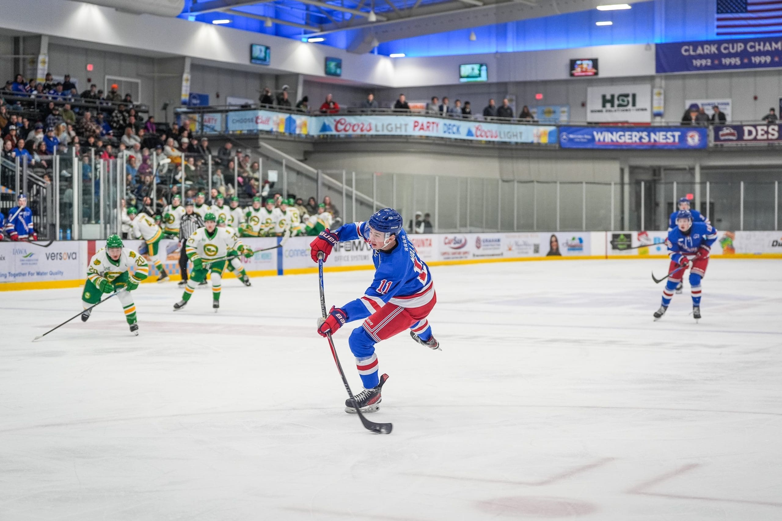 Rhys Wallin playing for the Des Moines Buccaneers; 11/22/25; Photo Credit: Des Moines Buccaneers