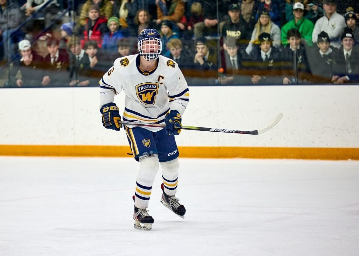 Rhys Wallin playing for the Wayzata Trojans; Photo Credit: Wayzata High School