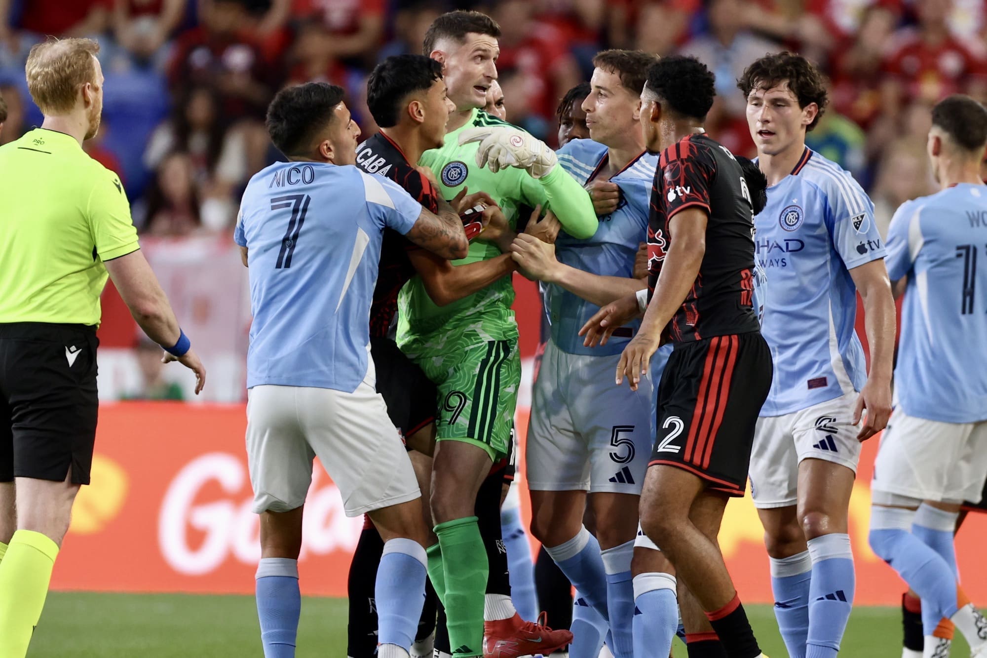 Matt Freese of NYCFC & Gustav Berggren get into it.