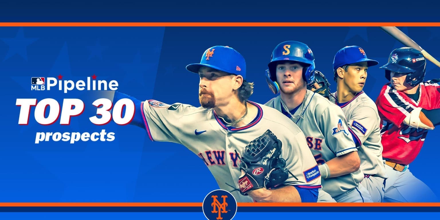 Photo graphic of the New York Mets top prospects for 2026