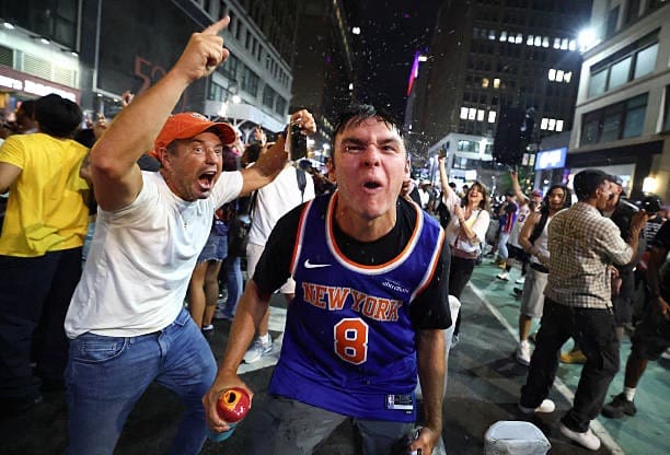 Knicks fans in celebration mode