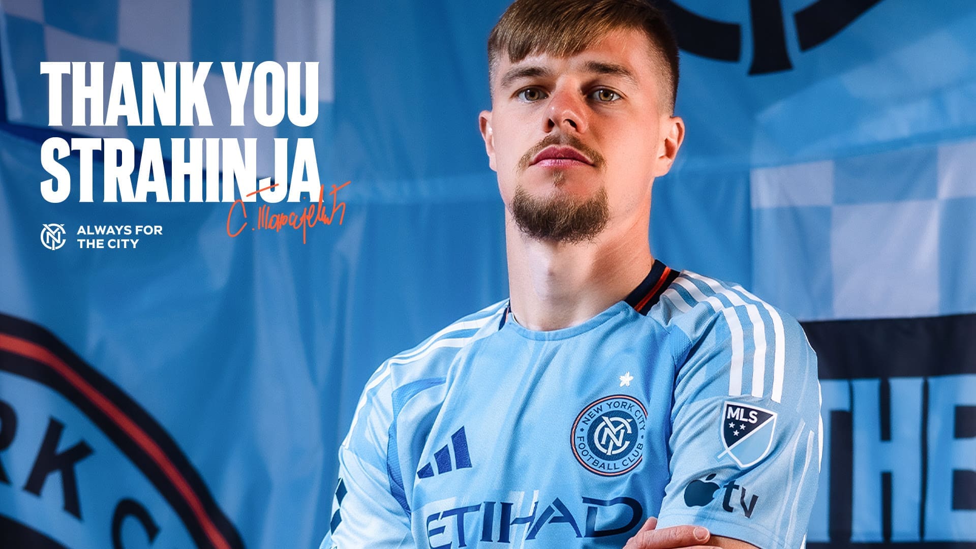 Thank You, NYCFC's Tanasijević graphic, as he departs the team during the World Cup break.